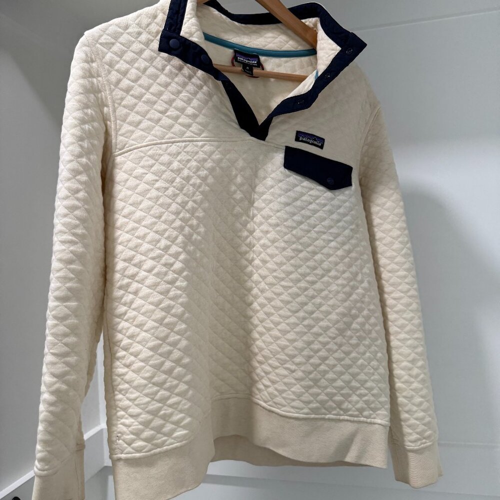 Patagonia snap next pullover, cream, size M
